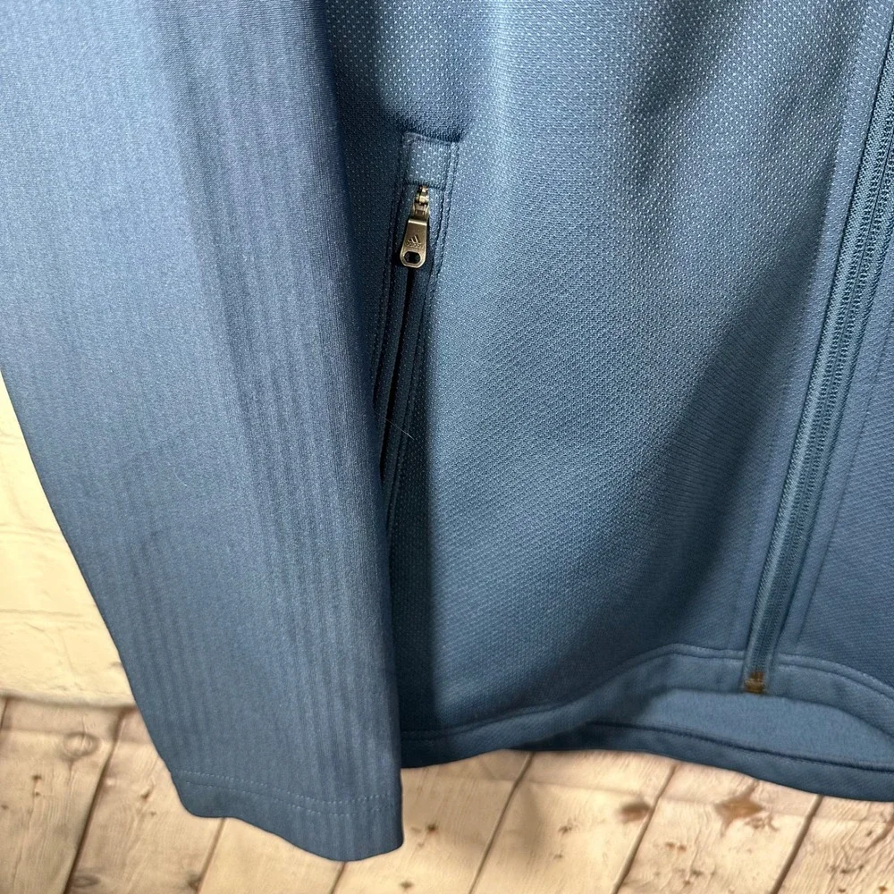 Adidas Golf Mens Blue Full‎ Zip Textured Performance Jacket CY7426 Medium